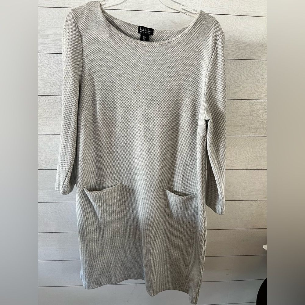 Nicole Miller womens stretch‎ knit dress size Large pockets popover